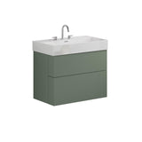 Crosswater Wall Mounted Vanity Unit Sage Green / 3 Hole Crosswater Avenue Vanity Unit with Basin - 800mm - Two Drawer - Wall Mounted