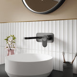 Aquarius Bathrooms Wall Mounted Basin Tap Brushed Pewter Aquarius Deco 2 Hole Wall Mounted Mono Basin Mixer Tap