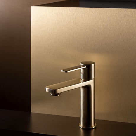 Roca Mono Basin Tap Brushed Brass Roca Targa Cold Start Mono Basin Mixer Tap