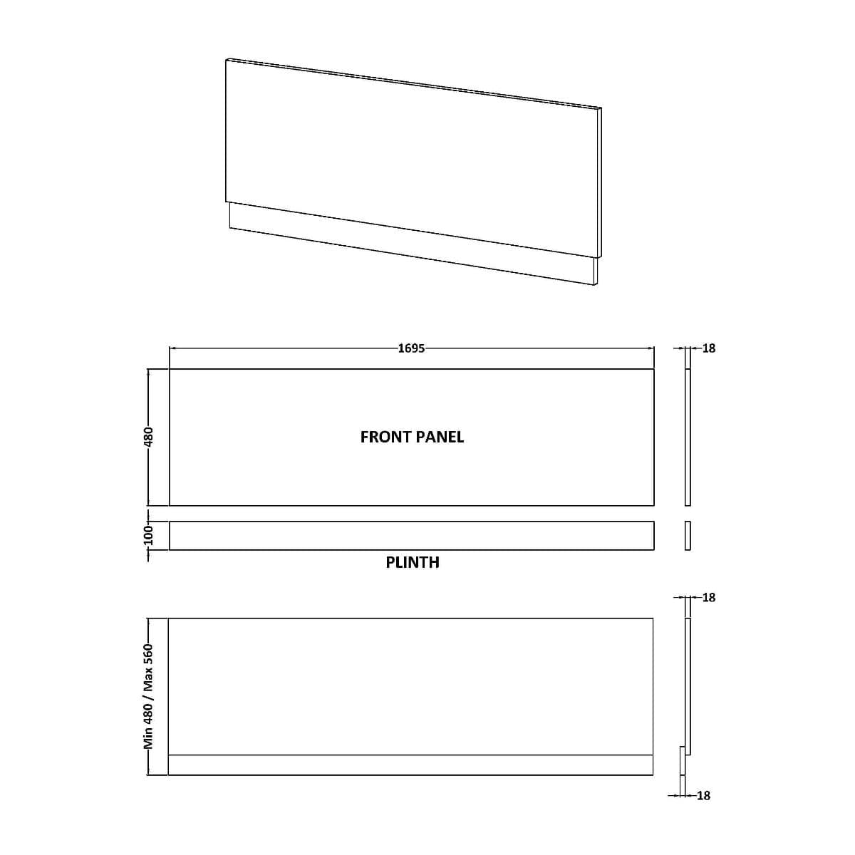 Aquarius Bathrooms Bath Panel Aquarius Halite Waterproof Front Bath Panel in White Gloss