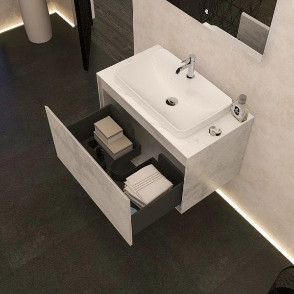 Imex Wall Mounted Vanity Unit Imex Arco Wall Hung 800mm Single Drawer Vanity Unit with Worktop and Inset Basin