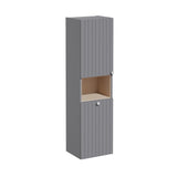 VitrA Storage Unit Matt Grey / Left VitrA Root Groove Wall Mounted Storage Cabinet with Open Shelf and Laundry Basket 1500 x 420mm