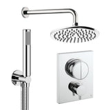 UK Bathroom Store Concealed Shower Set Chrome / Wall Arm / 200mm Crosswater Crossbox Push Shower Set 1 - 2 Outlet with Fixed Overhead Shower and Pencil Handset