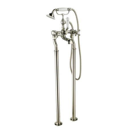 JTP Freestanding Bath Filler Nickel JTP Grosvenor Cross Freestanding Bath Shower Mixer with Kit