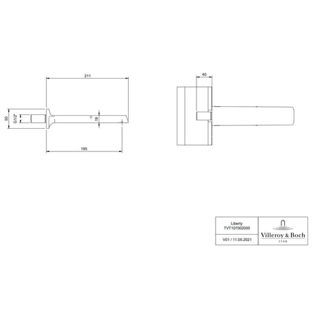 Villeroy &Boch Bath Spout Villeroy & Boch Liberty Wall Mounted Bath Spout in Chrome