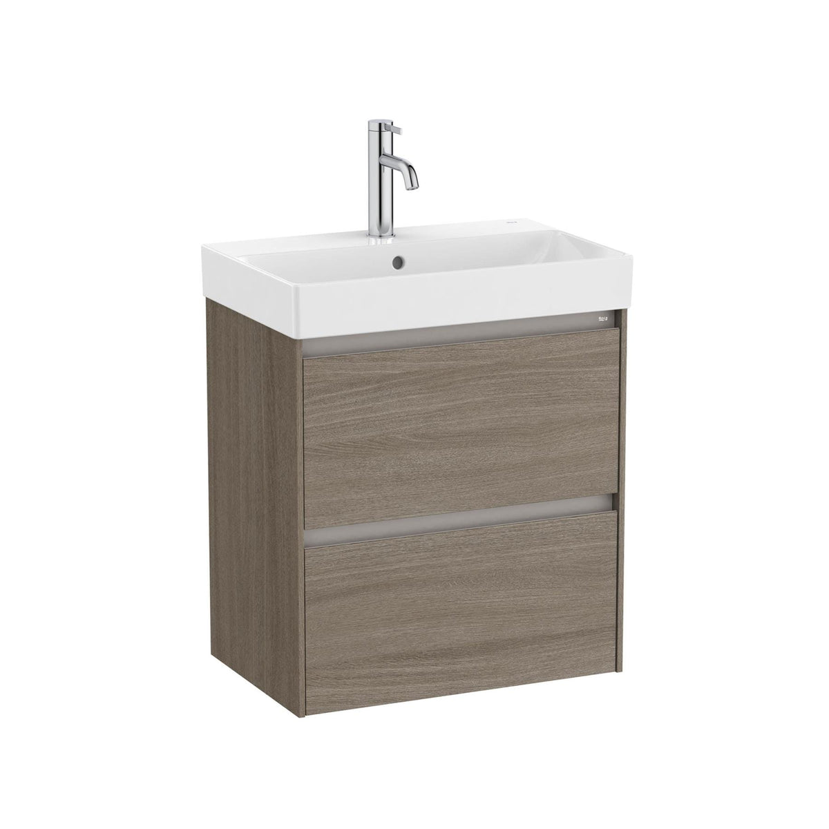 Roca Wall Mounted Vanity Unit Dark Elm Roca Ona 550mm Compact Wall Mounted Two Drawer Vanity Unit with Basin