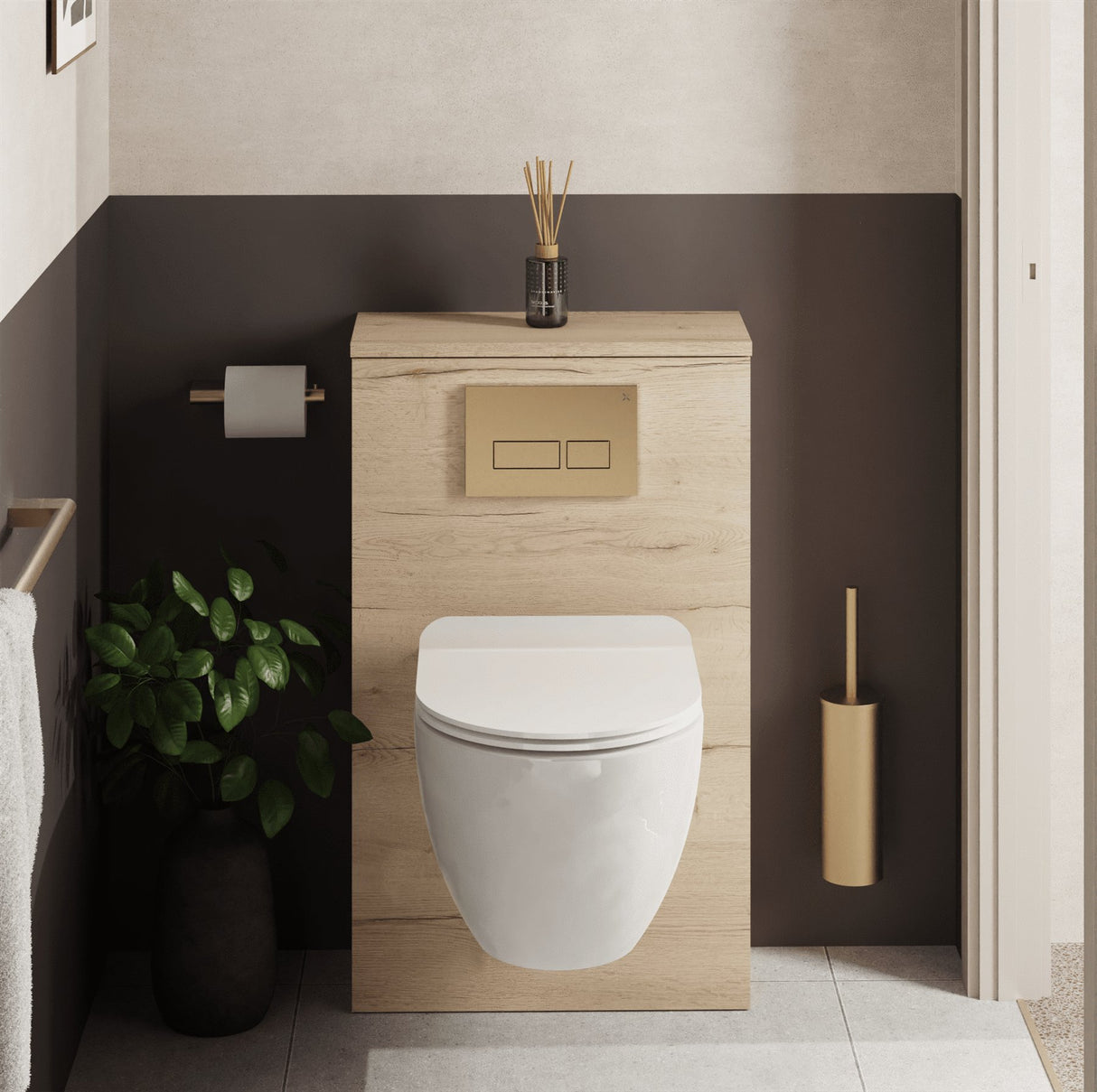 Crosswater WC Back To Wall Unit Nordic Oak Crosswater WC Unit - 545mm Wide