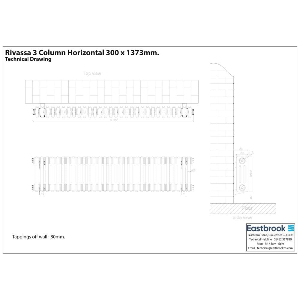 Eastbrook Rivassa Traditional 3 Column Radiator in Matt Black