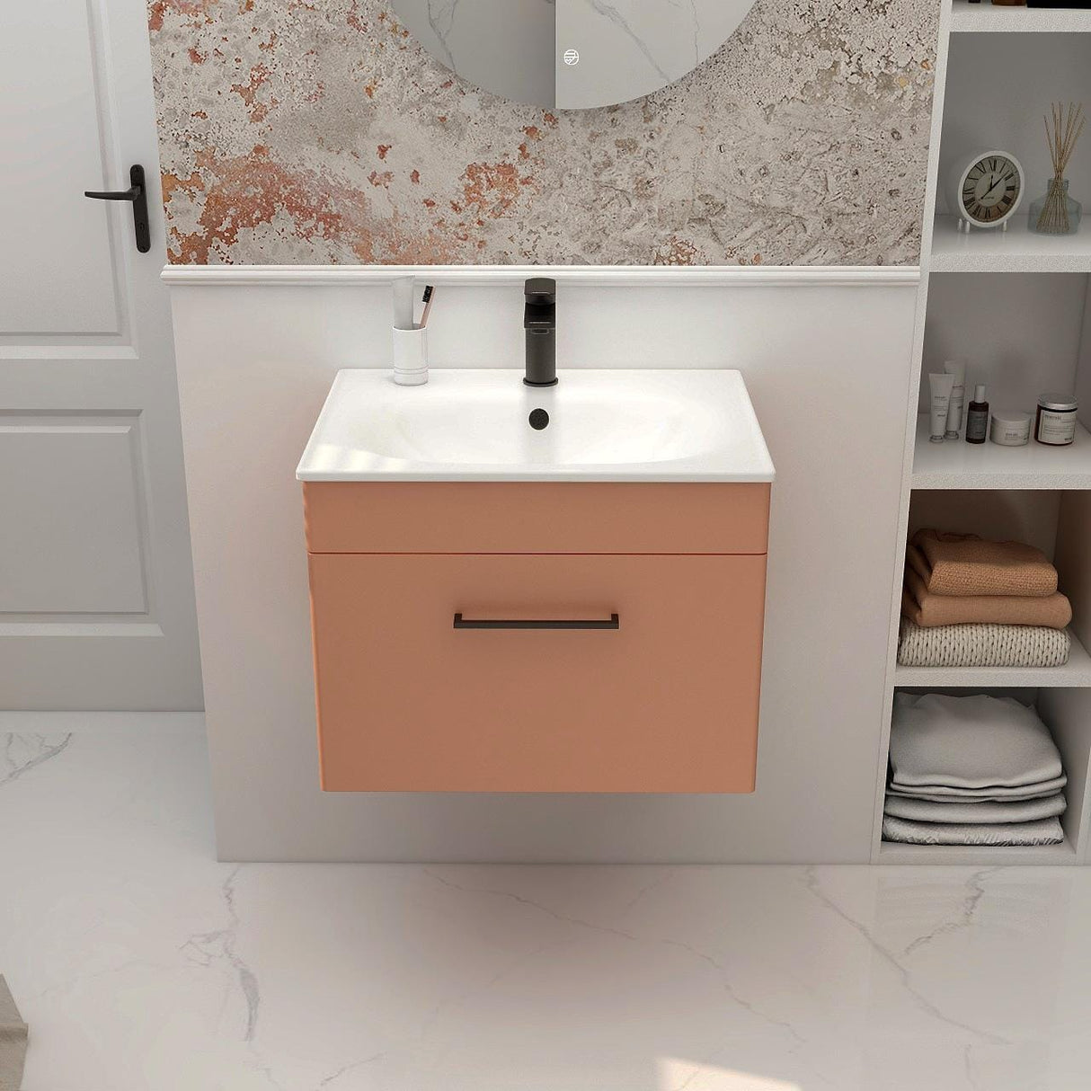 Imex Wall Mounted Vanity Unit Imex Croma Wall Mounted Single Drawer 600mm Vanity Unit with 1 Tap Hole Basin