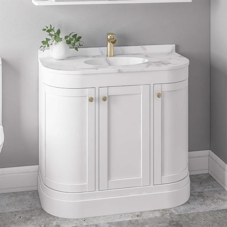 Eastbrook Floor Standing Vanity Unit Matt White / Polymarble Basin Eastbrook Hardwick Traditional 900mm Floor Standing Vanity Unit with Basin