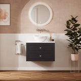 Crosswater Wall Mounted Vanity Unit Deep Indigo Blue / 710 x 460mm Crosswater Canvass Vanity Unit with White Carrara Marble Effect Worktop