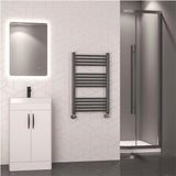Eastbrook Ladder Rail 800 x 500mm / Dual Fuel Eastbrook Wendover Straight Heated Towel Rail in Brushed Gunmetal