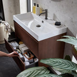 Vado Wall Mounted Vanity Unit Vado Groove Fluted Wall Mounted Two Drawer Vanity Unit with Basin
