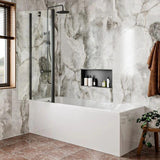 Crosswater Bath Screen Crosswater Clear 6 Double Panel Hinged Bath Screen