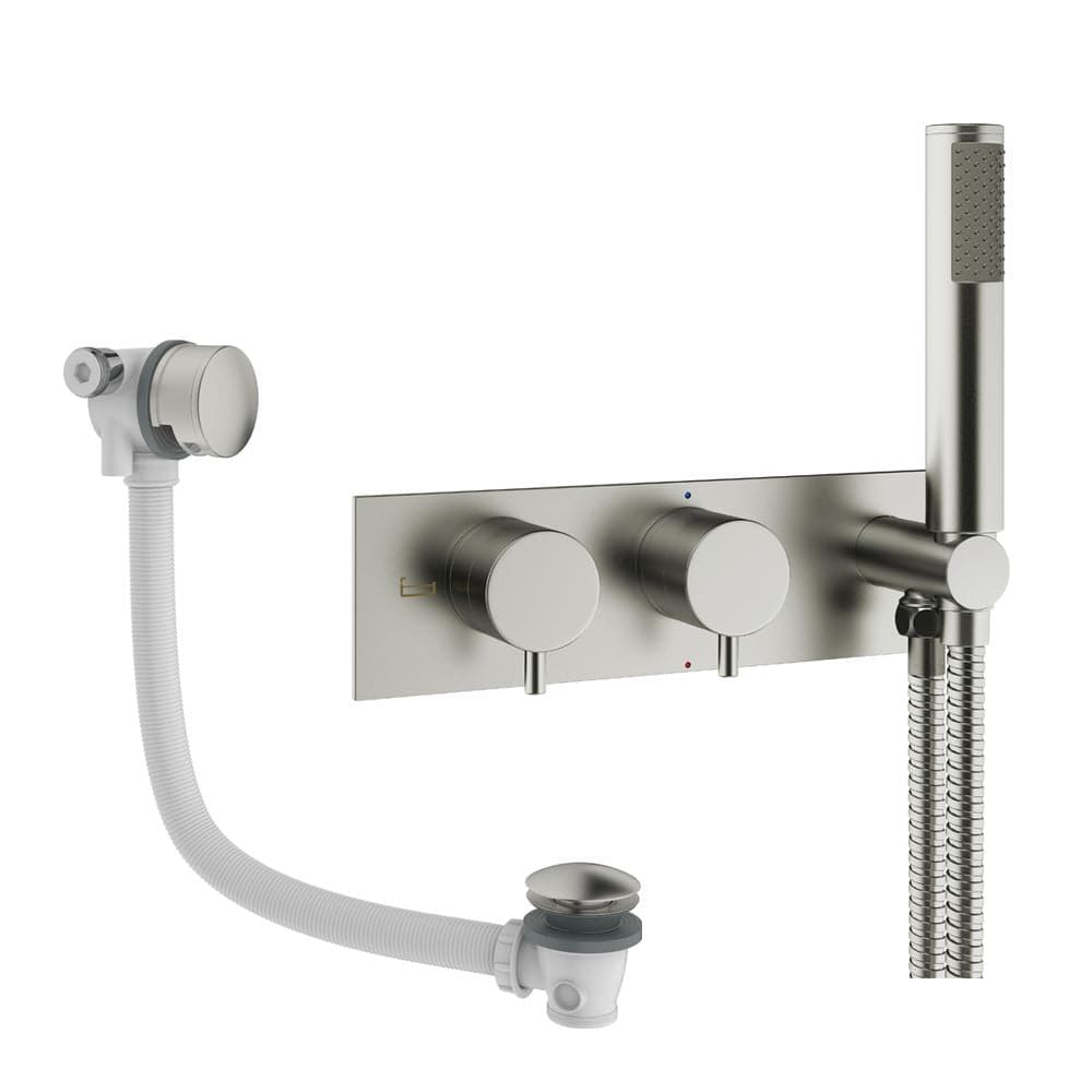 Crosswater Concealed Shower Set Brushed Nickel Crosswater Design 2 Handle 2 Outlet Shower Set 5 with Integrated Handset and Overflow Bath Filler