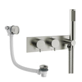 Crosswater Concealed Shower Set Brushed Nickel Crosswater Design 2 Handle 2 Outlet Shower Set 5 with Integrated Handset and Overflow Bath Filler