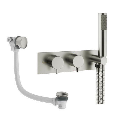 Crosswater Concealed Shower Set Brushed Nickel Crosswater Design 2 Handle 2 Outlet Shower Set 5 with Integrated Handset and Overflow Bath Filler