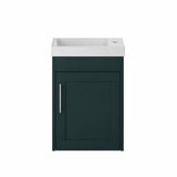 Heritage Cloakroom Unit Classic Green Heritage Lynton 400mm Wall Hung Cloakroom Vanity Unit with Basin, Waste and Handle Bundle