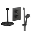 UK Bathroom Store Concealed Shower Set Matt Black / Ceiling Arm / 200mm Crosswater Crossbox Shower Set 4 - 2 Outlet with Riser Rail Kit and Fixed Overhead Showerhead