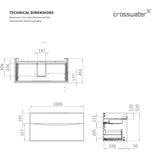Crosswater Wall Mounted Vanity Unit Crosswater Glide II Wall Mounted Two Drawer Vanity Unit with Basin