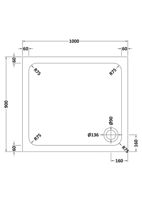 Aquarius Bathrooms Rectangle Shower Tray 1000x900mm Aquarius Urbano Rectangular 45mm Stone Resin Shower Tray in White