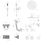 UK Bathroom Store Concealed Shower Set Crosswater Module Shower Set 6 - 3 Outlet with Overhead Shower, Handset and Overflow Bath Filler