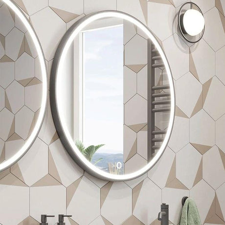 Crosswater Illuminated Mirror 500mm / Slate Crosswater Infinity Round Framed LED Illuminated Mirror