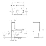 Imex Close Coupled Toilet Imex Ronda Rimless Comfort Height Open Back Close Coupled Toilet with Soft Close Seat