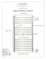 JIS Ladder Rail JIS Sussex Steyning Vertical Stainless Steel Heated Towel Rail