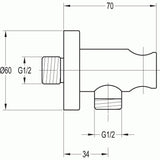 Flova Shower Brackets and Outlets Flova Levo Round Wall Outlet Elbow with Handset Holder