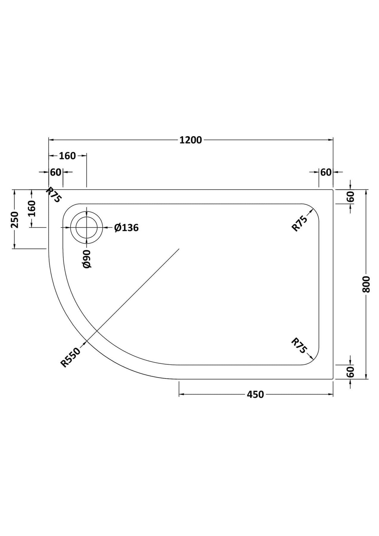 Aquarius Quadrant Shower Tray Aquarius Urbano Offset Quadrant 45mm Stone Resin Shower Tray in Slate Grey