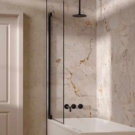 UK Bathroom Store Concealed Shower Set Matt Black / Ceiling Arm / 200mm Crosswater Module Shower Set 3 with Fixed Overhead Shower and Bath Spout