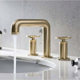 Crosswater 3 Tap Hole Basin Set Crosswater Union 3 Hole Deck Mounted Basin Mixer Tap in Brushed Brass