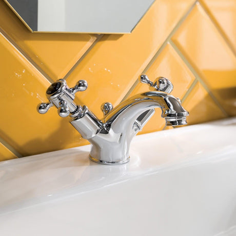 JTP Mono Basin Tap Chrome with Black Indices JTP Grosvenor Cross Mono Basin Mixer Tap with Pop Up Waste