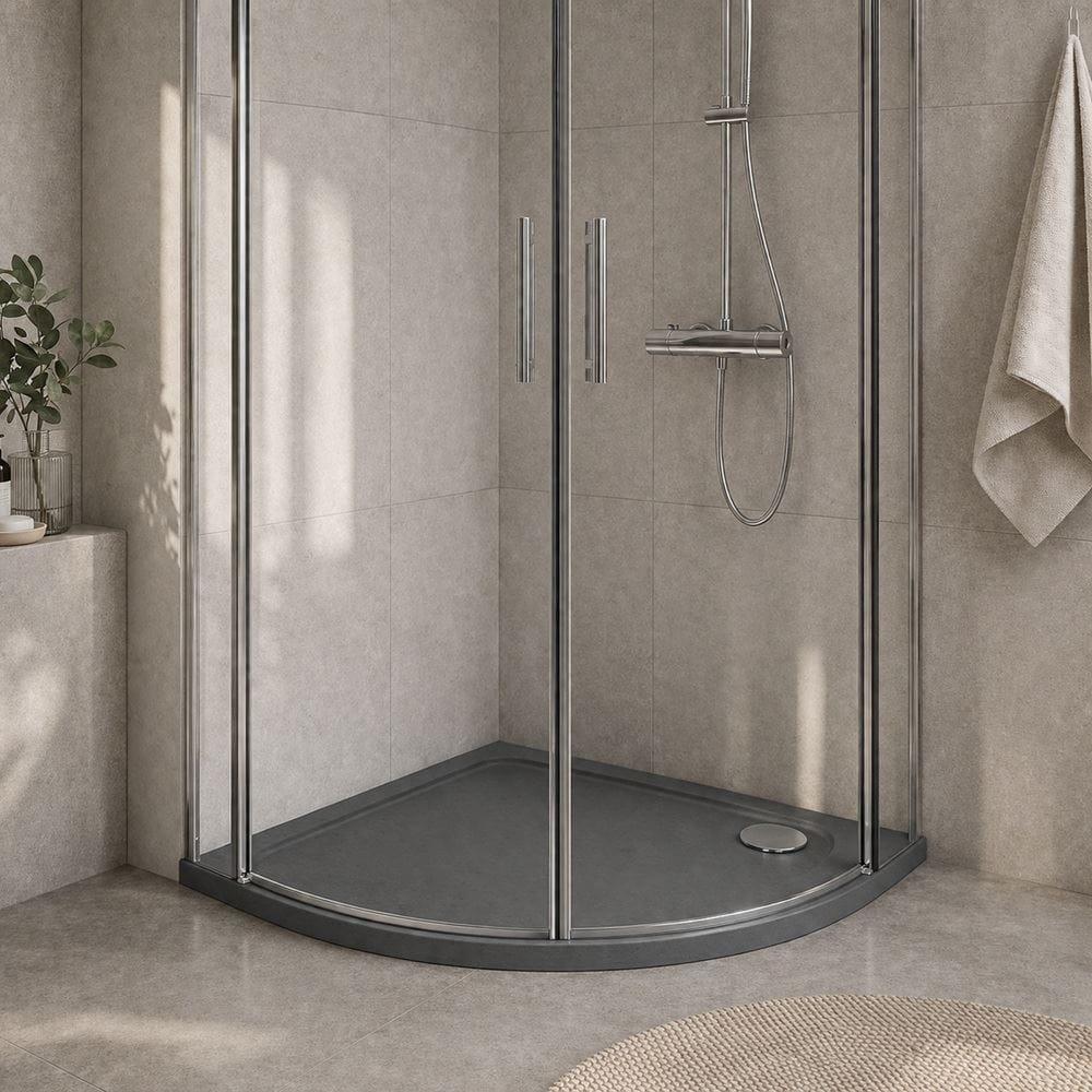Aquarius Quadrant Shower Tray Aquarius Urbano Quadrant 45mm Stone Resin Shower Tray in Slate Grey