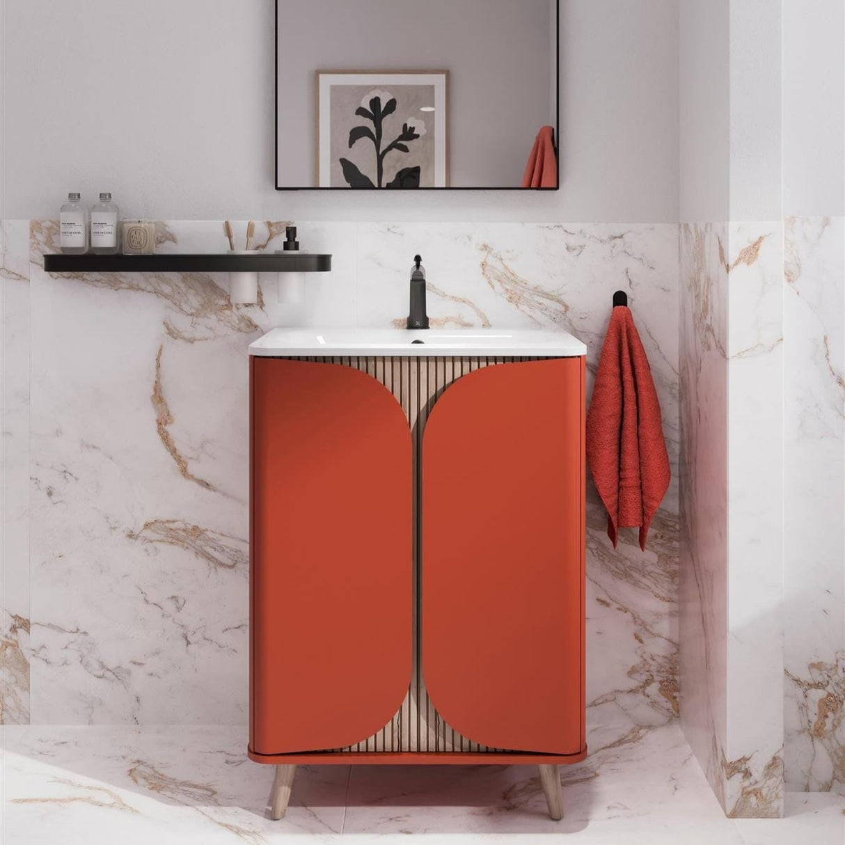 Crosswater Floor Standing Vanity Unit Crosswater Tambour 600mm Floor Standing Two Door Vanity Unit with Basin or Worktop