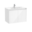 Roca Wall Mounted Vanity Unit Gloss White Roca Tenet 800mm Wall Mounted Two Door Vanity Unit with Basin