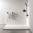 Aquarius Bathrooms Rectangle Shower Tray Aquarius Honiston Mineral Composite Slate Effect Shower Tray in Arctic White