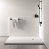 Aquarius Bathrooms Rectangle Shower Tray Aquarius Honiston Mineral Composite Slate Effect Shower Tray in Arctic White