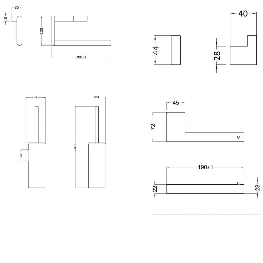 Crosswater Accessory Set Crosswater MPRO Wall Mounted Accessory Set