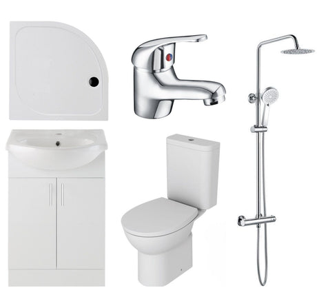 Aquarius Complete Bathroom Suite Aquarius Urbano Complete Vanity Shower Suite (with 900mm Quadrant Enclosure)