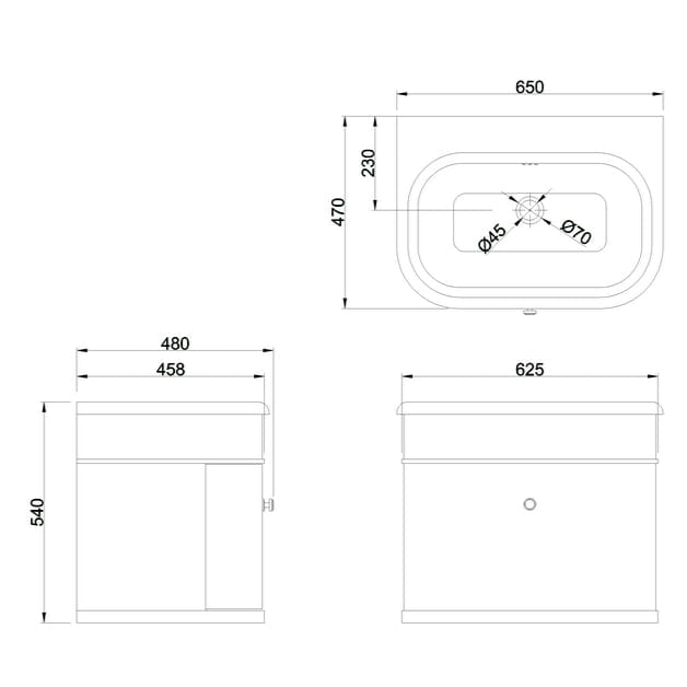 Burlington Wall Mounted Vanity Unit Burlington Chalfont 650mm Wall Mounted Single Drawer Vanity Unit with Basin