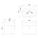 Burlington Wall Mounted Vanity Unit Burlington Chalfont 650mm Wall Mounted Single Drawer Vanity Unit with Basin