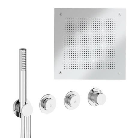 UK Bathroom Store Concealed Shower Set Chrome Crosswater Module Plus Push Shower Set 7 - 2 Outlet Tranquil Recessed Shower Head and Pencil Handset