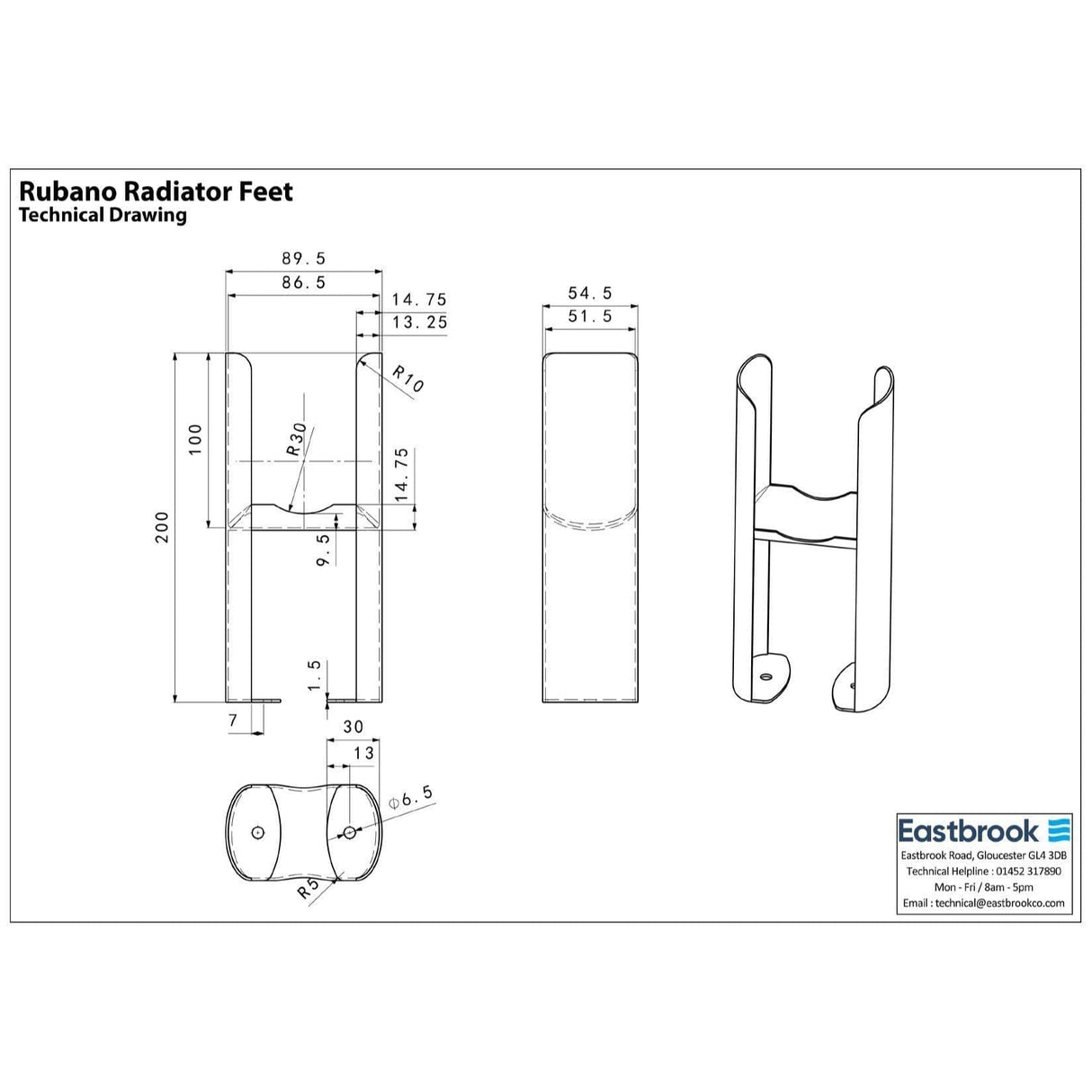 Eastbrook Radiator Feet Eastbrook Rubano Radiator Feet (Pair)