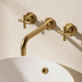 Crosswater Wall Mounted Basin Tap Brushed Brass Crosswater MPRO Crosshead 3 Hole Wall Mounted Basin Mixer Tap