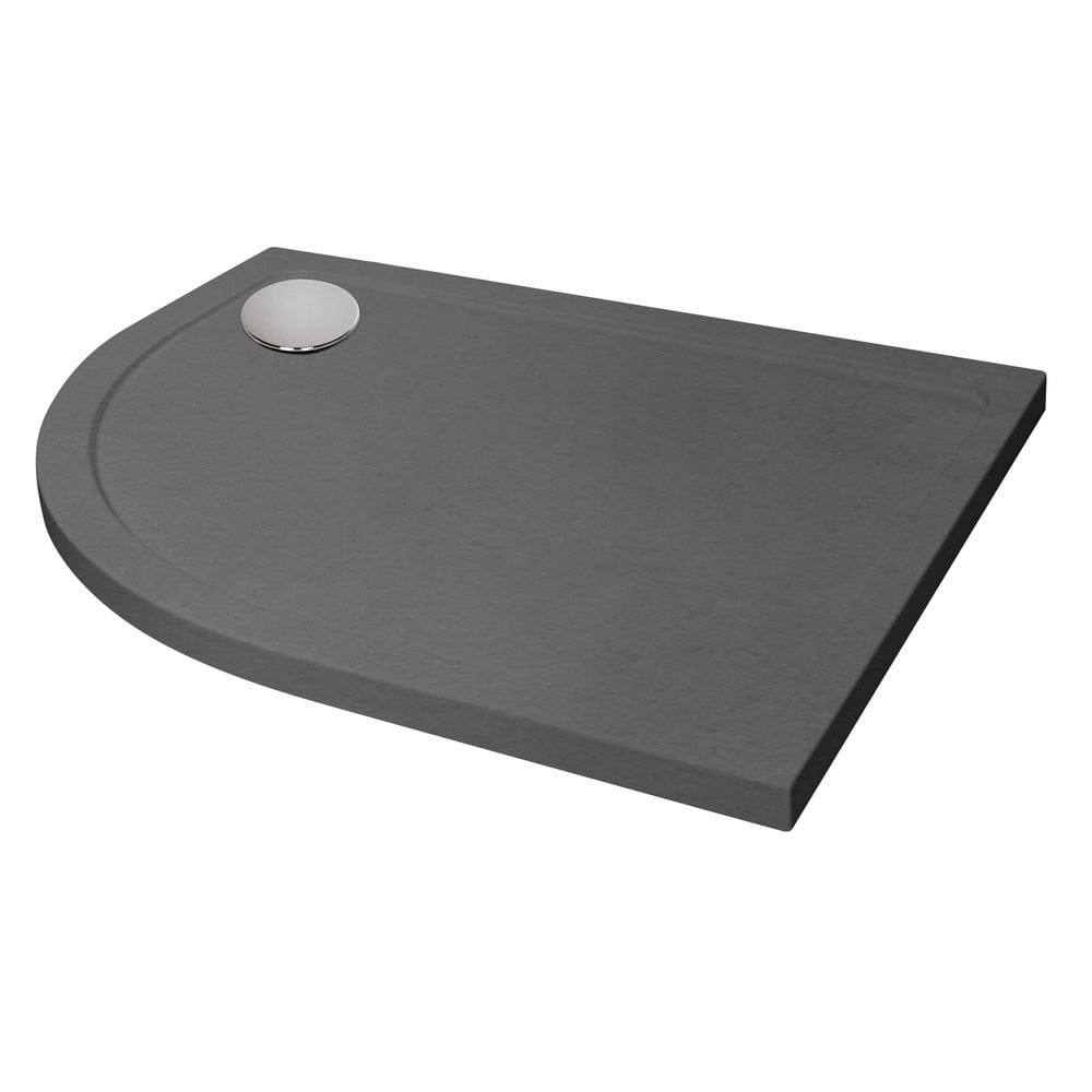 Aquarius Quadrant Shower Tray 900x760mm / Left Hand Aquarius Urbano Offset Quadrant 45mm Stone Resin Shower Tray in Slate Grey