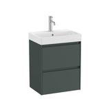 Roca Wall Mounted Vanity Unit Matt Green Roca Ona 500mm Compact Wall Mounted Two Drawer Vanity Unit with Basin