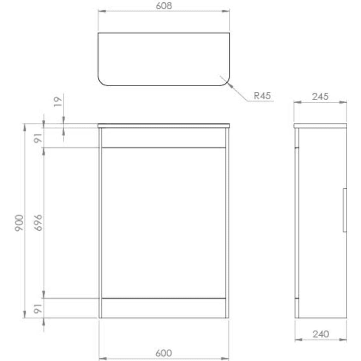 Saneux WC Back To Wall Unit Saneux Hyde WC Unit - 600mm Wide