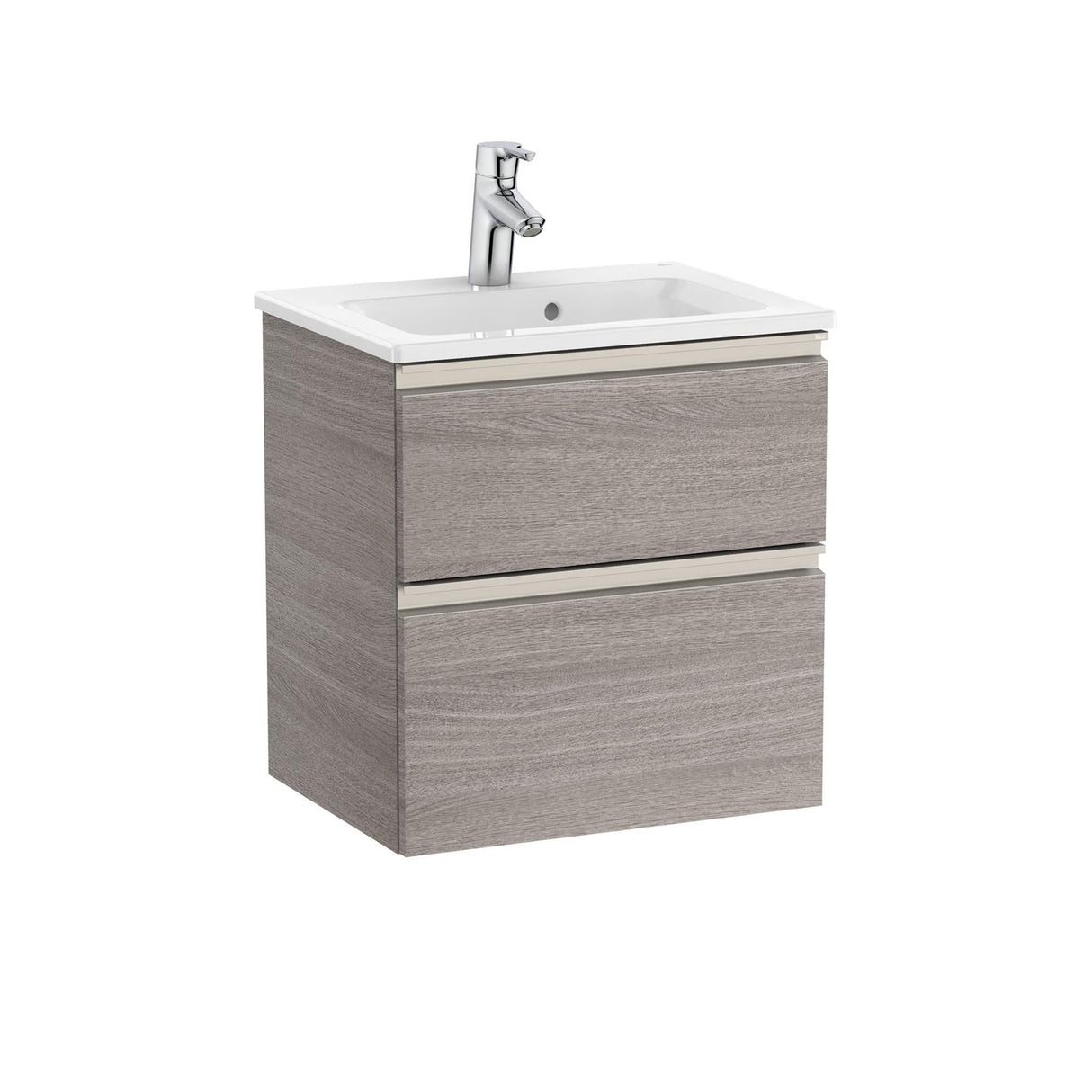 Roca Wall Mounted Vanity Unit City Oak Roca The Gap Compact Wall Mounted 500mm Two Drawer Vanity Unit with Basin